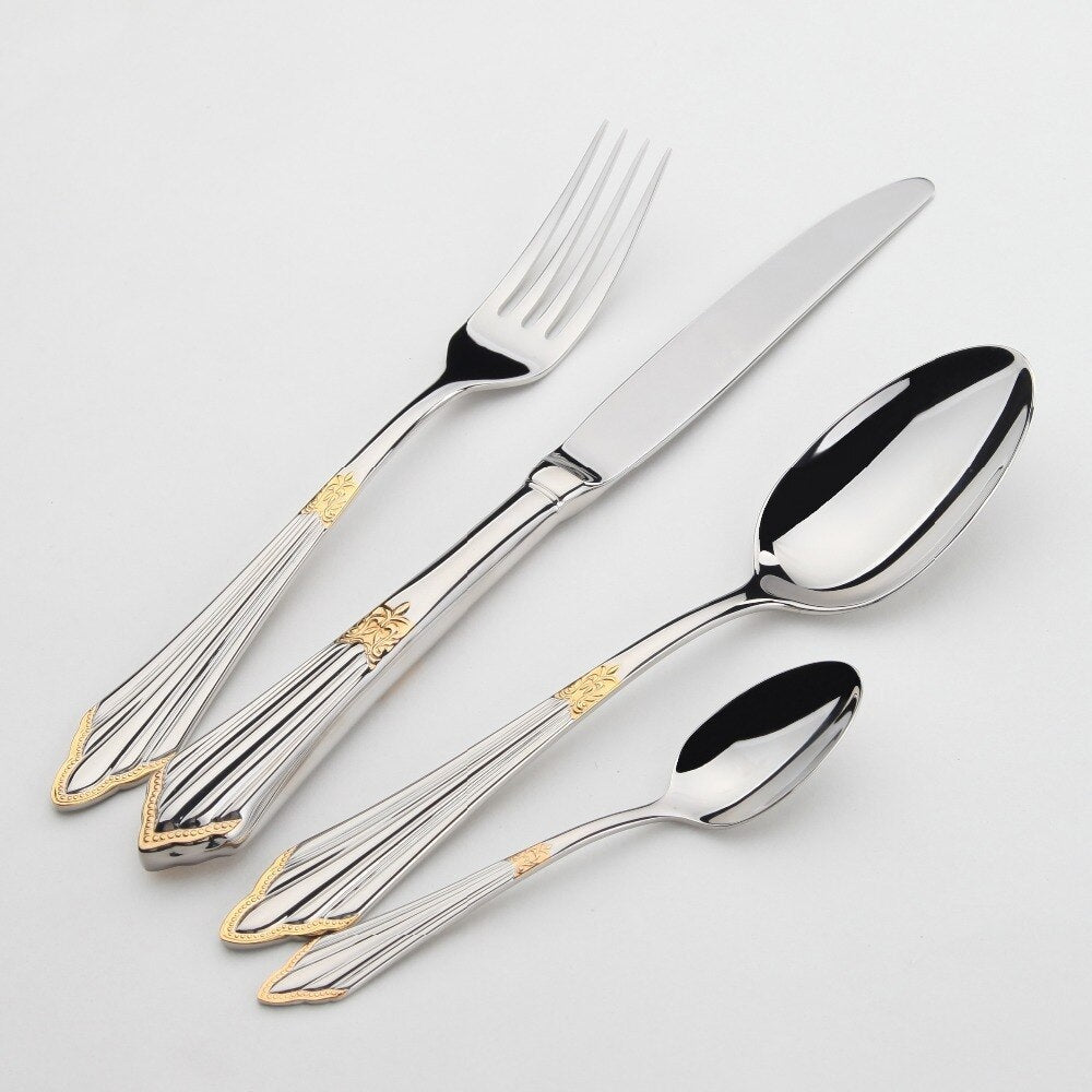 Gold-Tone Cutlery Set, Aurelia Handcrafted 18/10 Stainless Steel