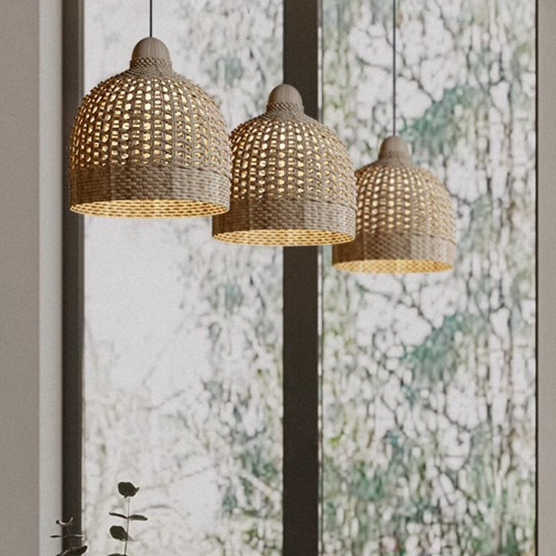 Muto Japanese Retro Basket Pendant Light Bamboo Guesthouse/Bedroom - Neutralighting
