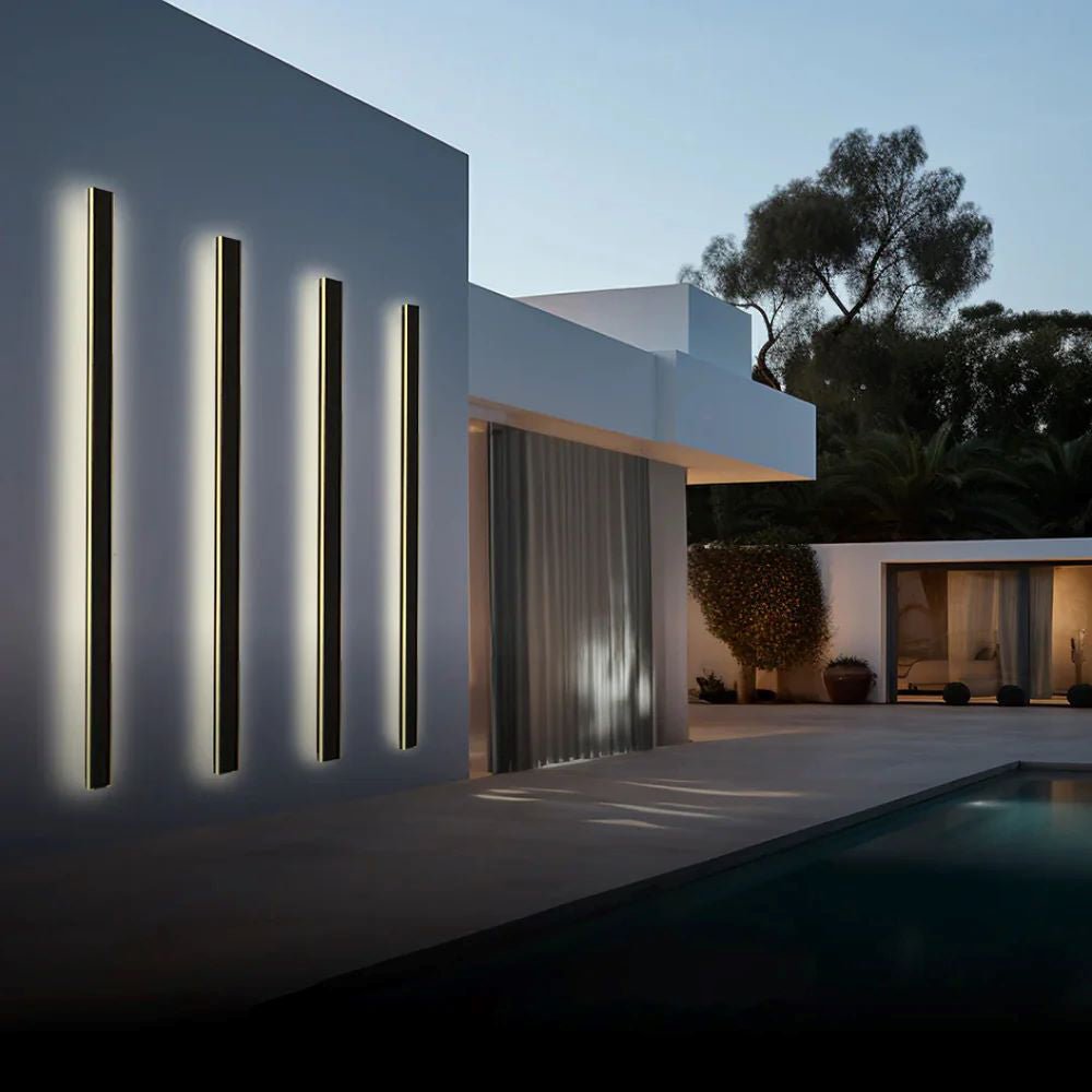 Elegante aplique de parede preto, luz LED Nyx para paredes exteriores