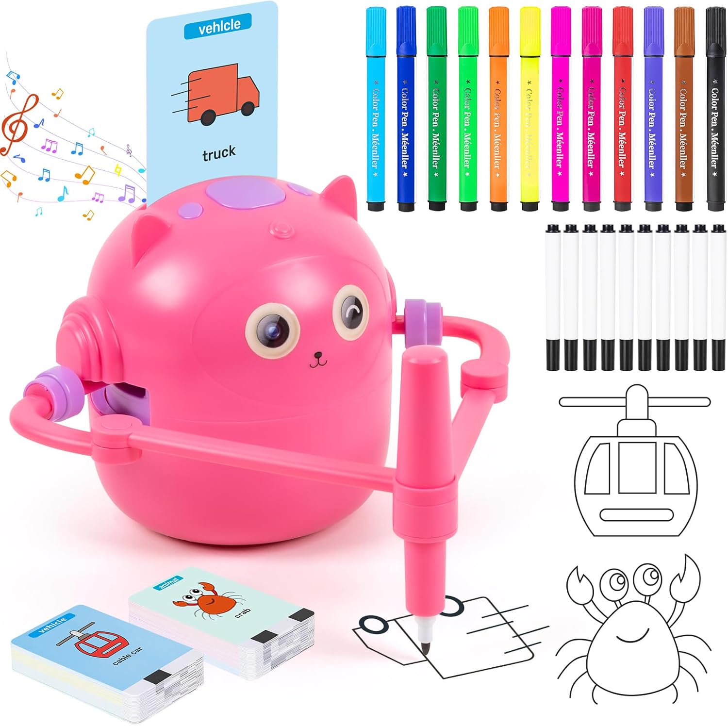 Robot de dessin Doodle Bot pour enfants, jouet de dessin sans écran avec plus de 100 cartes
