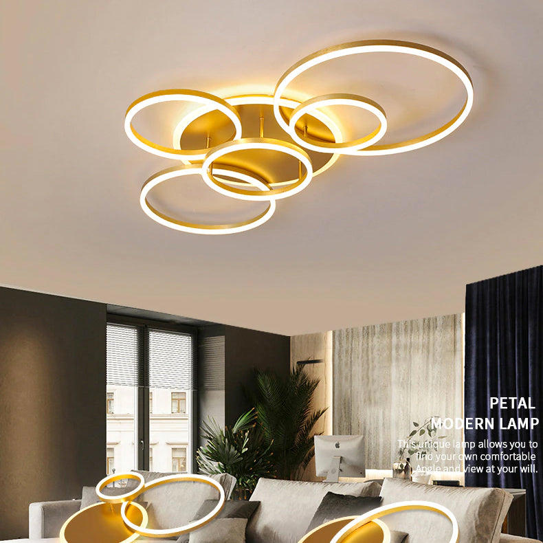 LunaRing Floating-Ring LED Ceiling Light, Gold or White, Remote Dimmable
