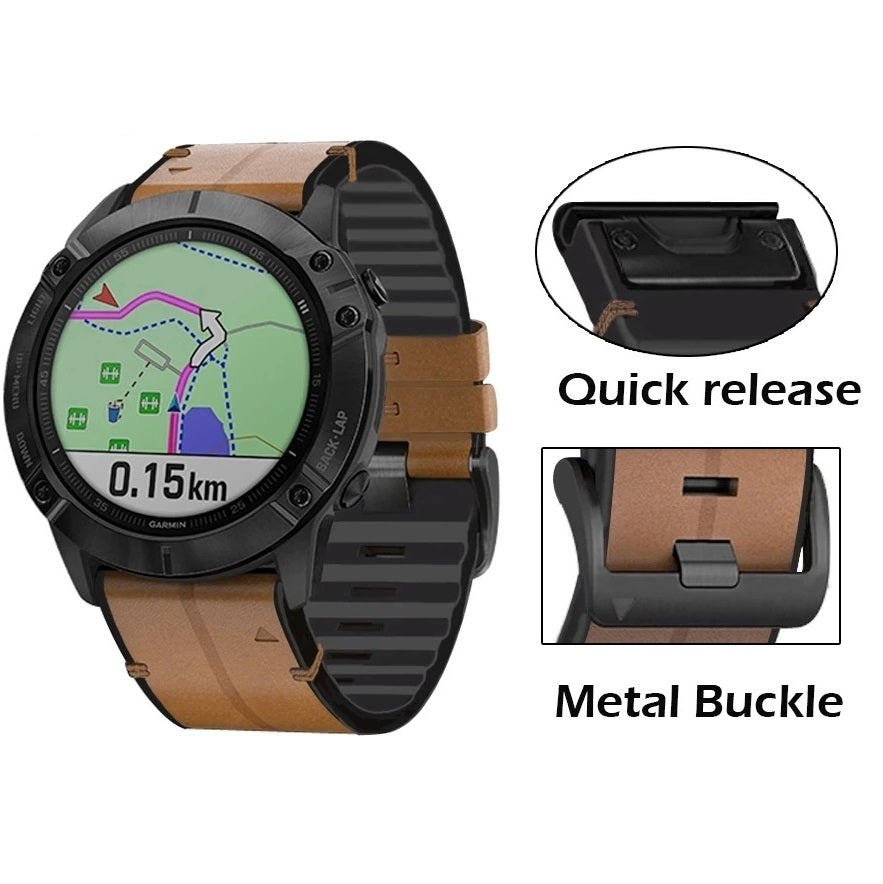 Averin Leather-Silicone Hybrid Band for Garmin Fenix 8, 7X, 7, 5X, 5, 6