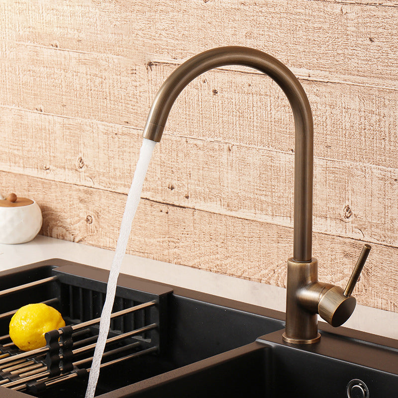 Single-Handle Kitchen Faucet in Antique Bronze, 360° High-Arc Spout