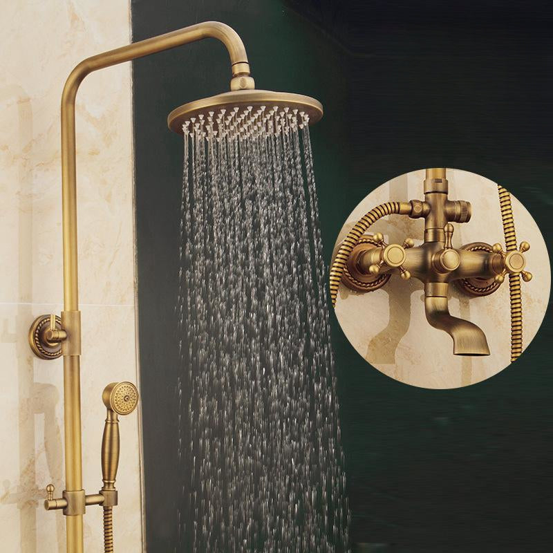 Vintage Copper Shower Faucet Set with Brass Thermostatic Valve