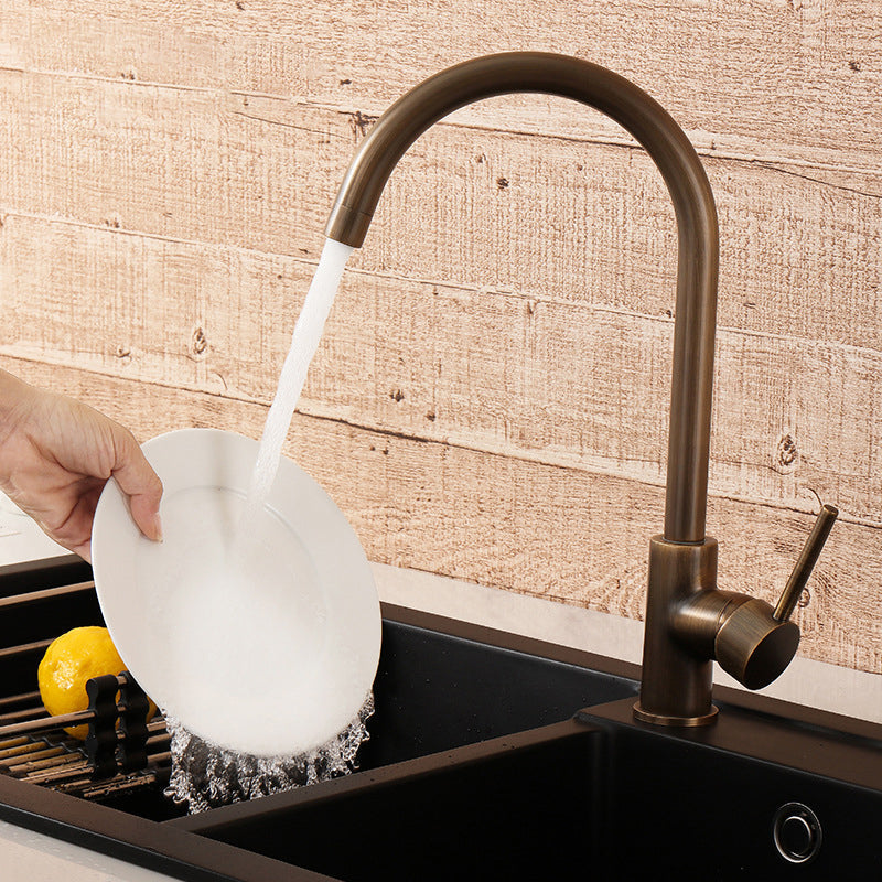 Single-Handle Kitchen Faucet in Antique Bronze, 360° High-Arc Spout