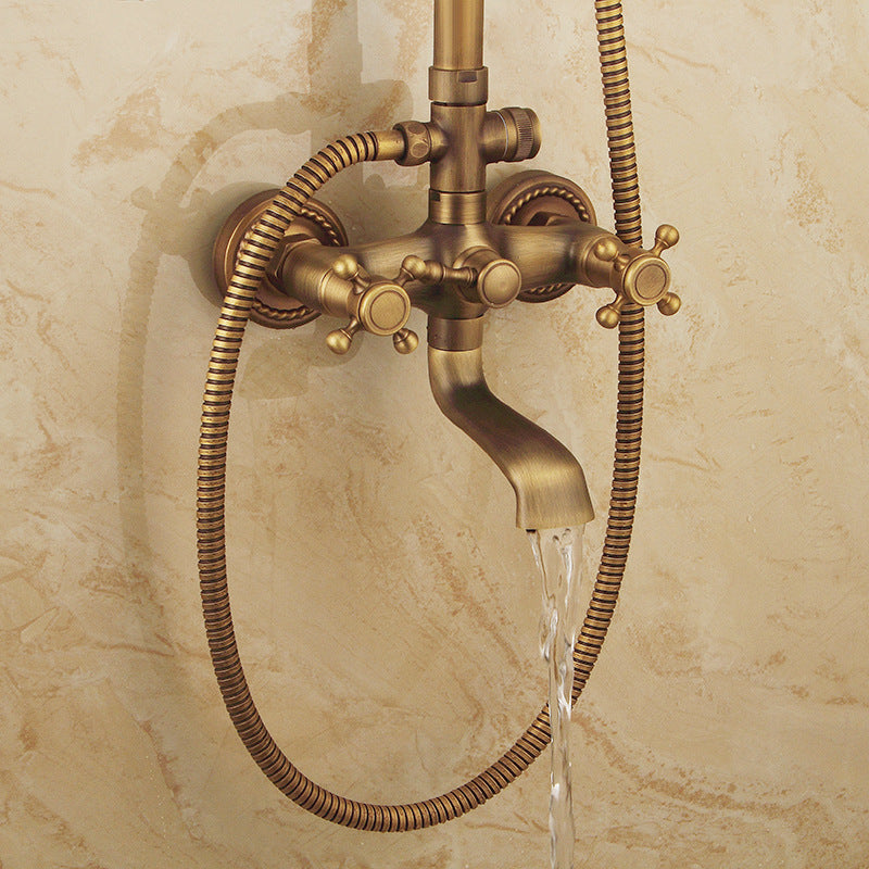 Vintage Copper Shower Faucet Set with Brass Thermostatic Valve