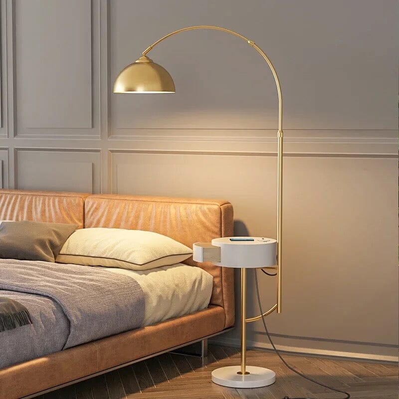 Lampada da terra Arch, design Marisol con base tavolino laterale