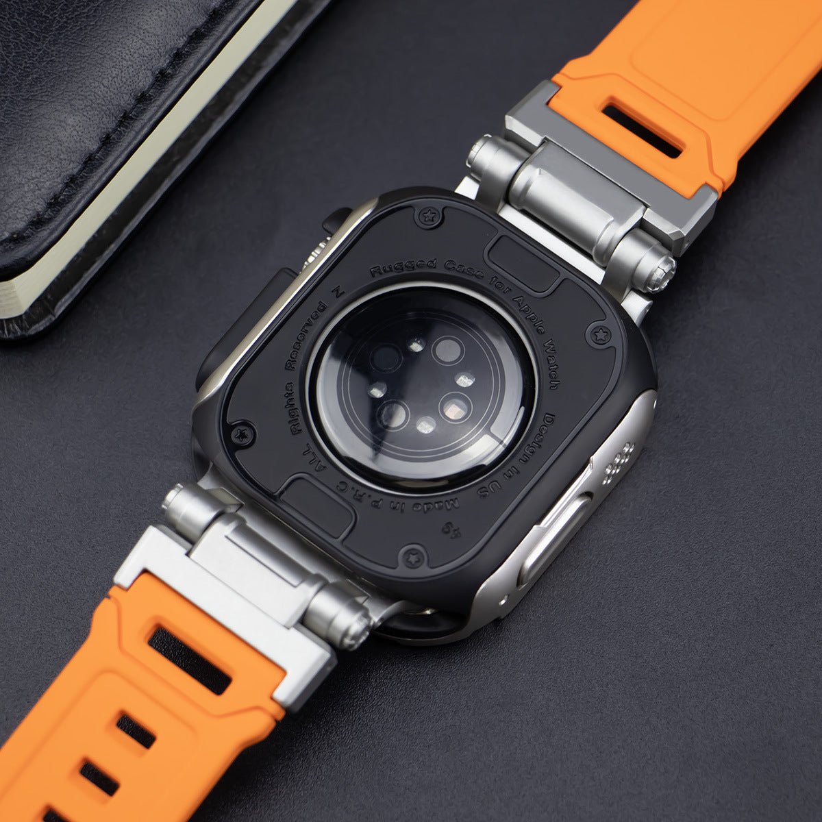 Banda de goma fluorescente resistente RavenTac con estuche 2 en 1 para Apple Watch
