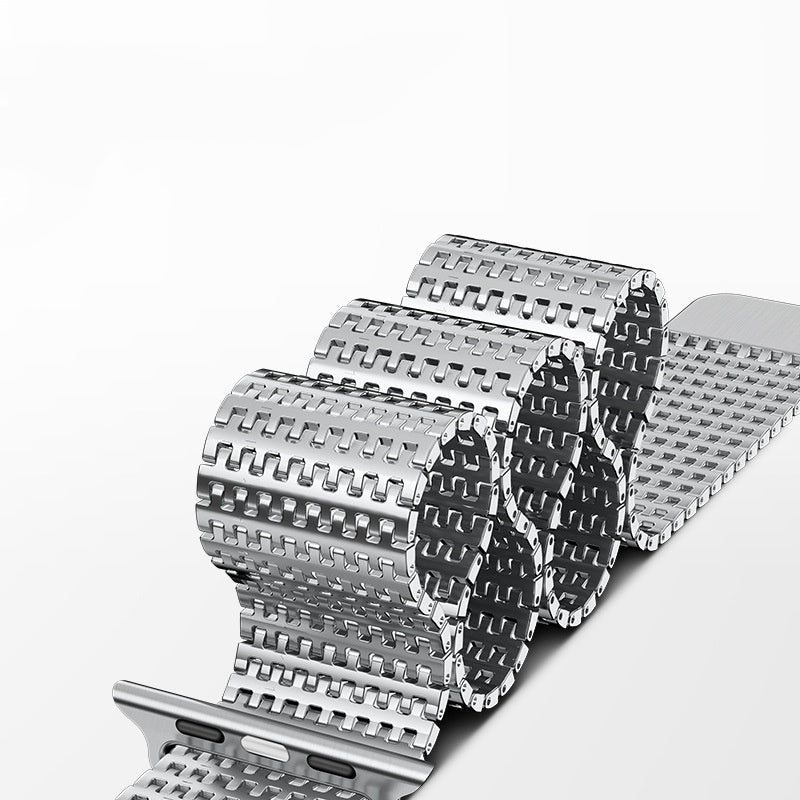 Magnetyczna stalowa bransoleta do Apple Watch od Vellaro, wzór Domino Link