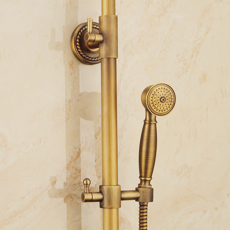Vintage Copper Shower Faucet Set with Brass Thermostatic Valve