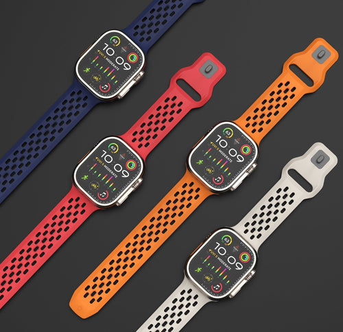 Apple Watch Band, AeroFlex Breathable Swiss FKM Rubber, Sport Fit