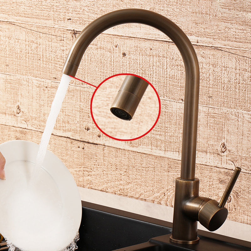 Single-Handle Kitchen Faucet in Antique Bronze, 360° High-Arc Spout