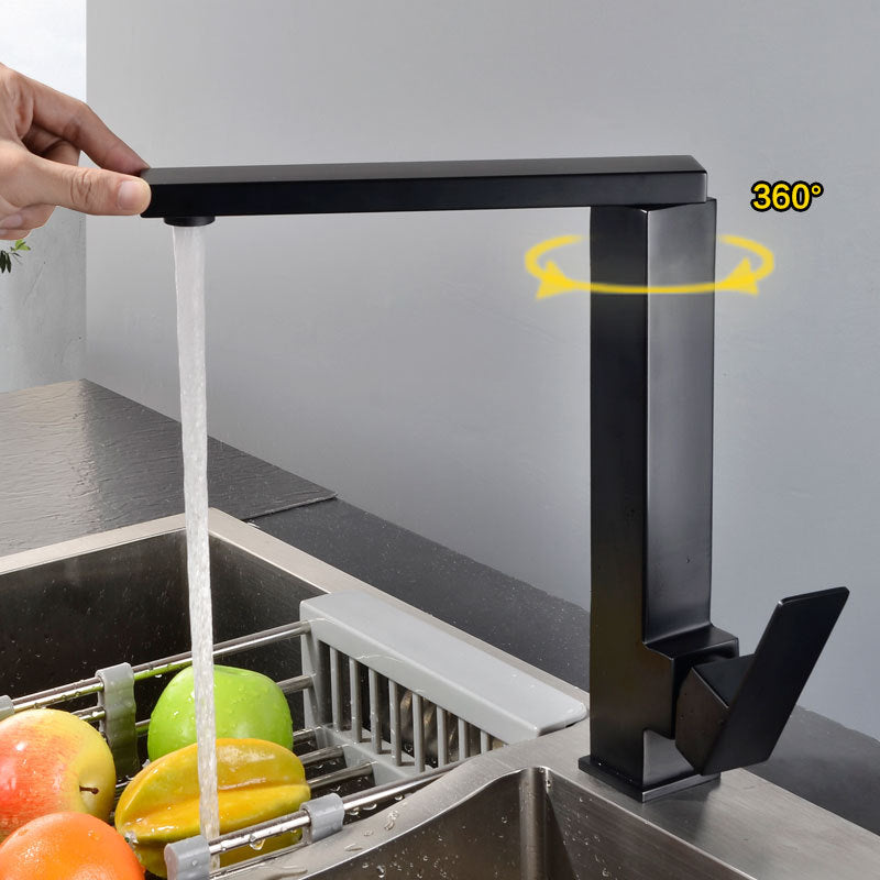 Rubinetto da cucina VeroFlow con rotazione a 360 gradi, acciaio inossidabile nero e argento