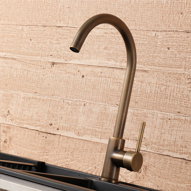Single-Handle Kitchen Faucet in Antique Bronze, 360° High-Arc Spout