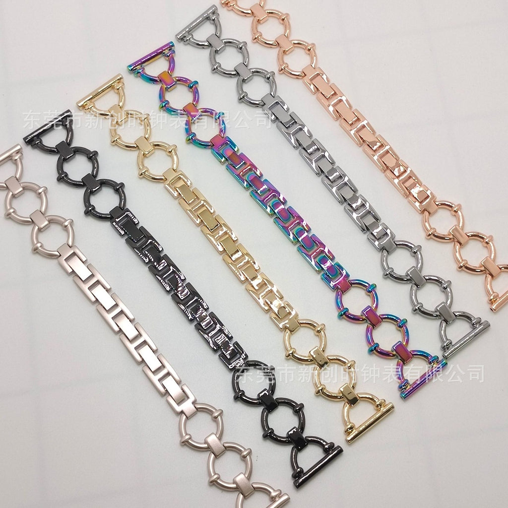 Pulseira em aço inoxidável com elos em diamante cintilante para Apple Watch