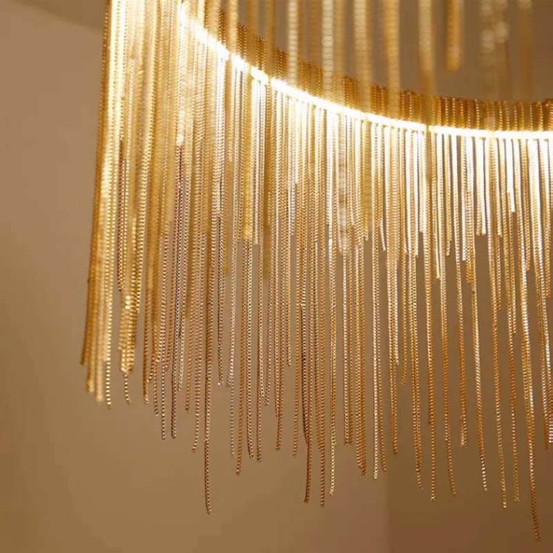 Arisha Tassel Chain Art Deco Pendant Light Silver/Gold Living Room/Hall | Fioriscas
