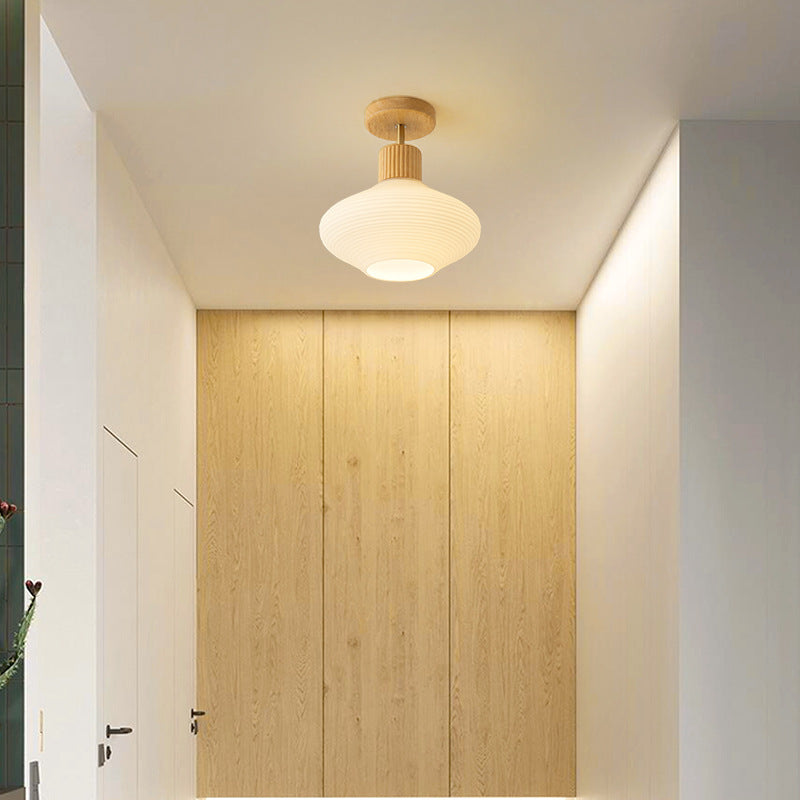 Arisha Minimalist Flush Mount Ceiling Light Wood/Walnut Hallway | Fioriscas