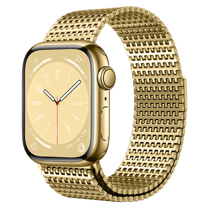 Magnetyczna stalowa bransoleta do Apple Watch od Vellaro, wzór Domino Link