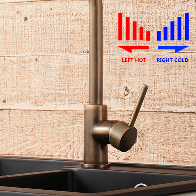 Single-Handle Kitchen Faucet in Antique Bronze, 360° High-Arc Spout