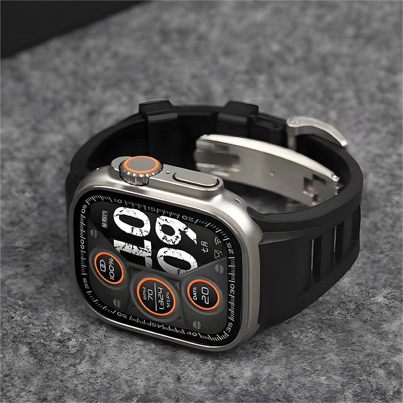 Zephra Apple Watch Band, FKM Sport Strap With Dual Buckle