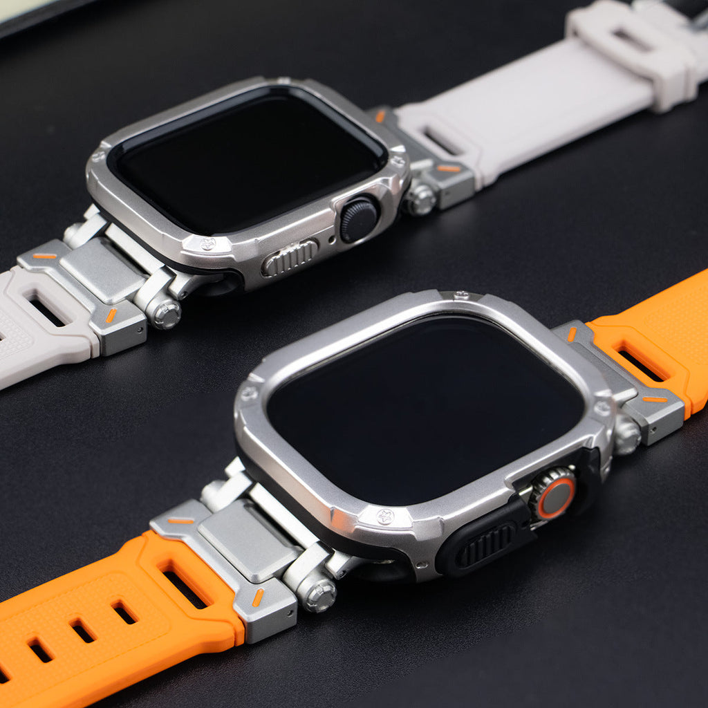 Banda de goma fluorescente resistente RavenTac con estuche 2 en 1 para Apple Watch