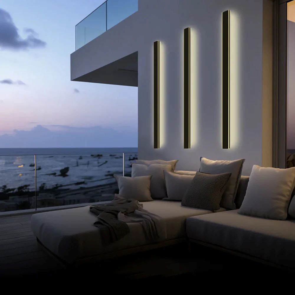 Elegante aplique de parede preto, luz LED Nyx para paredes exteriores