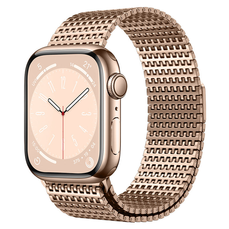 Magnetyczna stalowa bransoleta do Apple Watch od Vellaro, wzór Domino Link