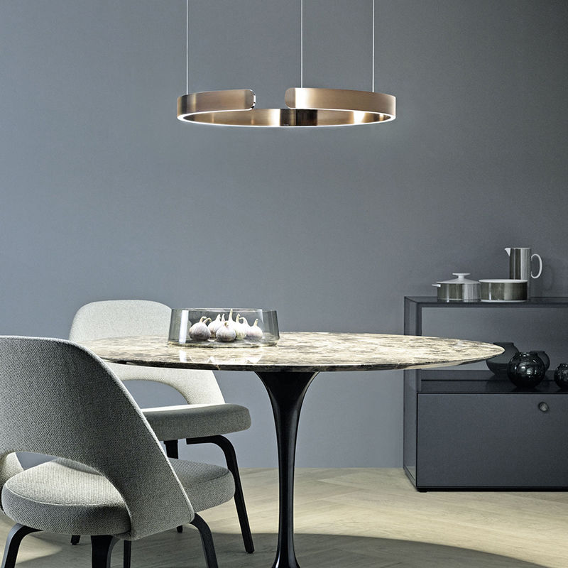 LyraHalo Pendant Light, Round Metal Design, Dimmable LED