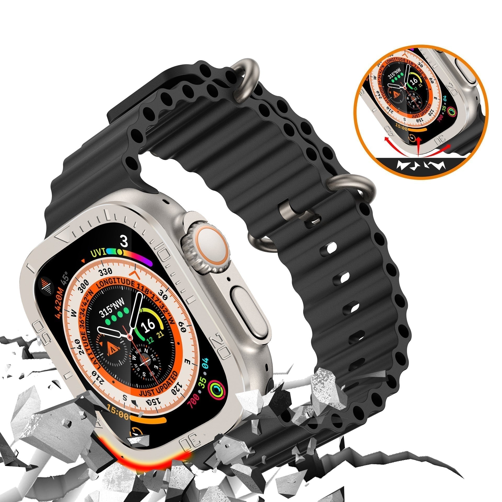 Hærdet glas skærmbeskytter til Apple Watch Ultra, Vellon