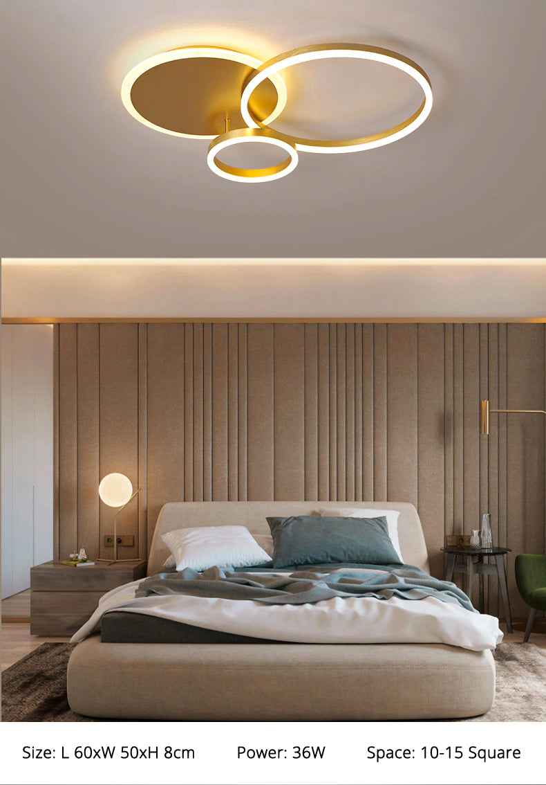 LunaRing Floating-Ring LED Ceiling Light, Gold or White, Remote Dimmable