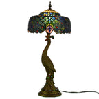 Tiffany-Tischlampe mit mehrfarbigem Glasschirm in Kuppelform und Kunstharzfuß