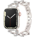 Pulseira em aço inoxidável com elos em diamante cintilante para Apple Watch
