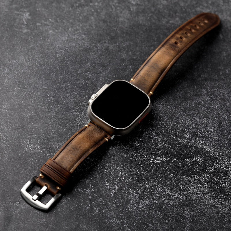 Cinturino per Apple Watch, Vellaro Rustic in pelle italiana pieno fiore