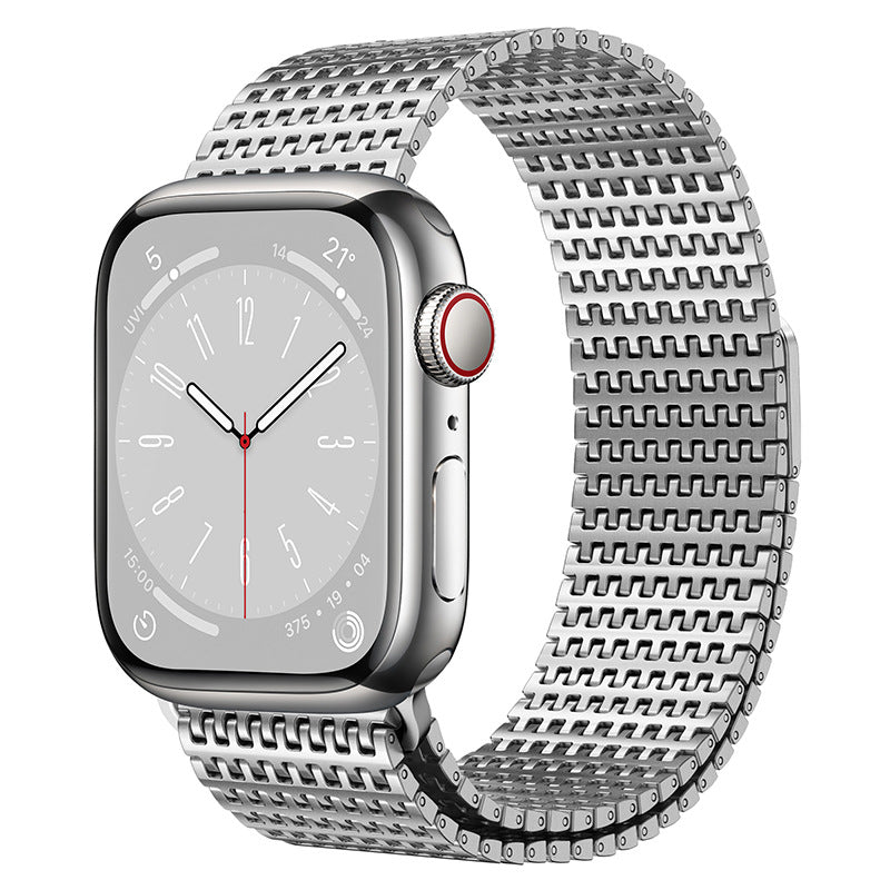 Magnetyczna stalowa bransoleta do Apple Watch od Vellaro, wzór Domino Link