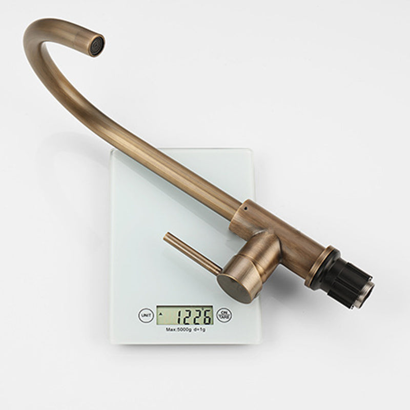 Single-Handle Kitchen Faucet in Antique Bronze, 360° High-Arc Spout