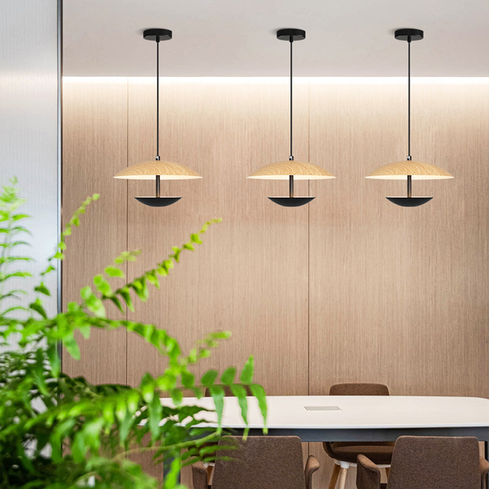 Muto Nordic LED Frisbee Pendant Light Wood & Brown | Fioriscas