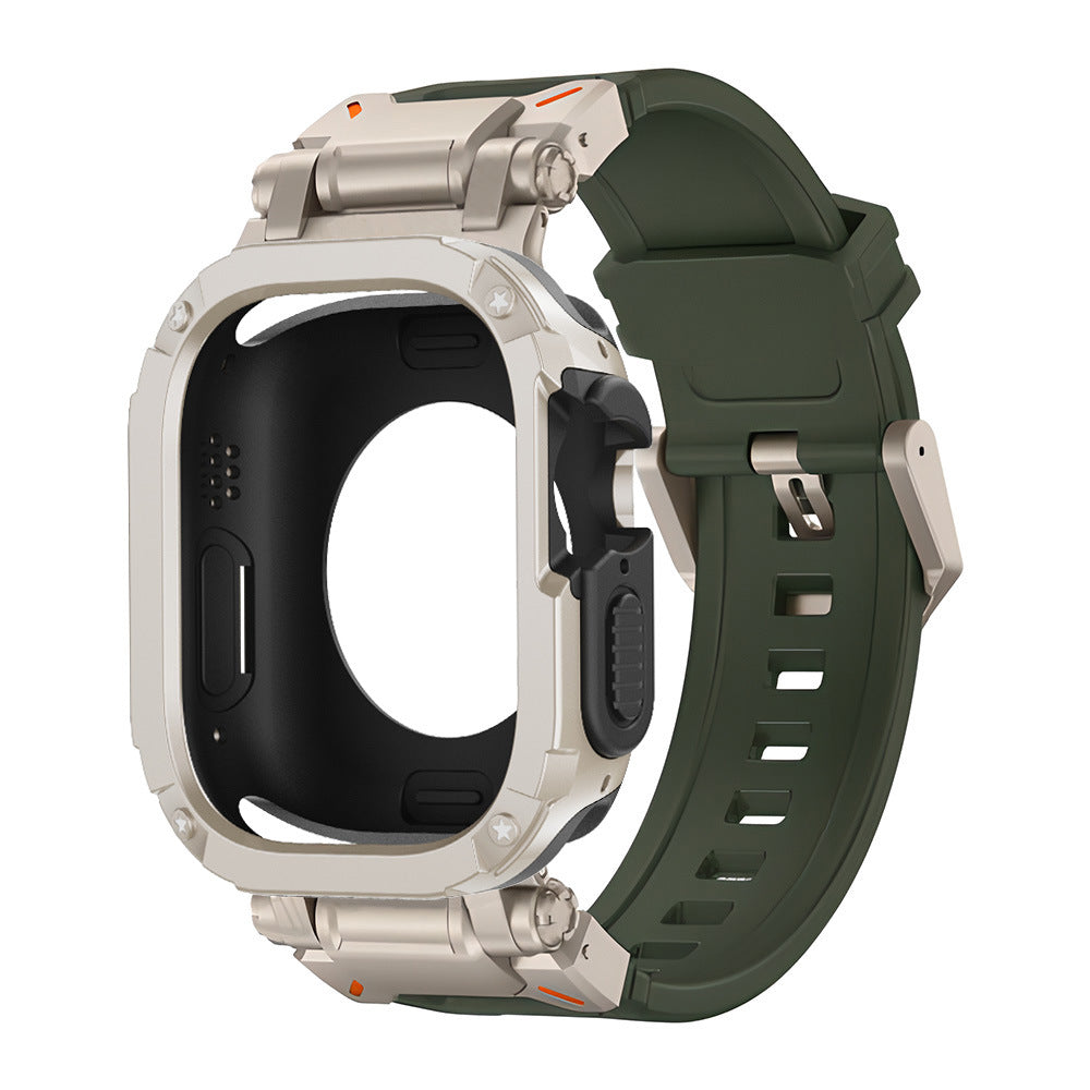 Banda de goma fluorescente resistente RavenTac con estuche 2 en 1 para Apple Watch