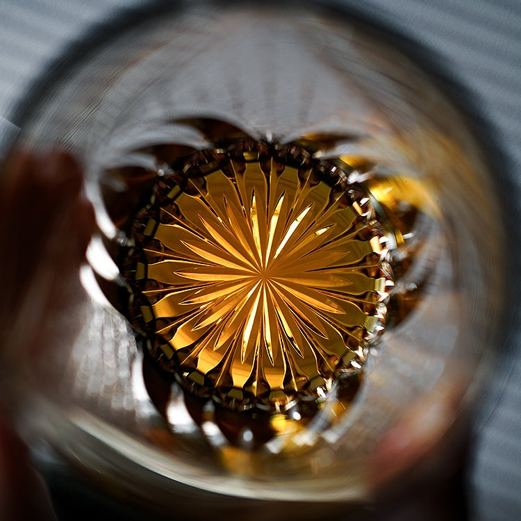 Kireno Inkstone Flame Edo Kiriko Whisky Glass, Wooden Box