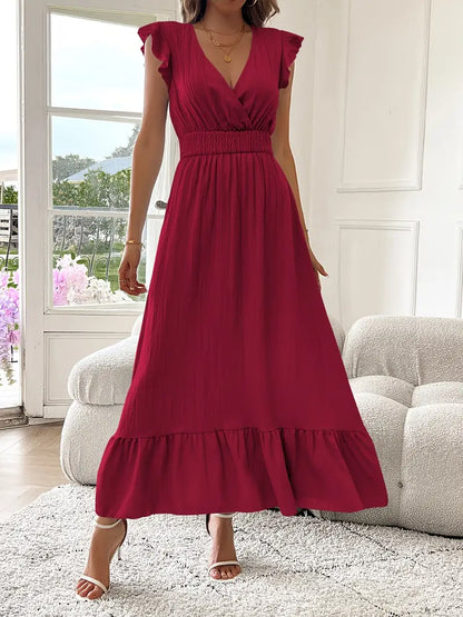 LOLI I ROBE À COL EN V ET MANCHES À VOLANTS