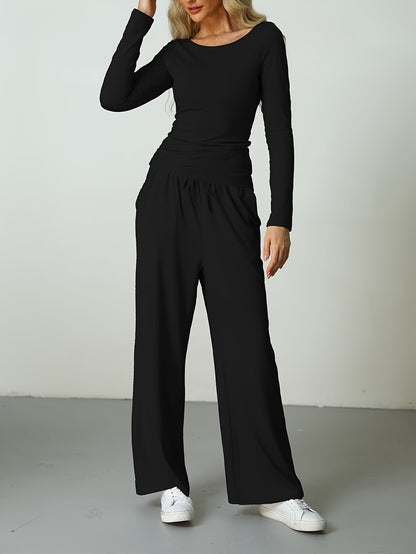 Duo Cocooning I Top Asymétrique et Pantalon Large Aérien