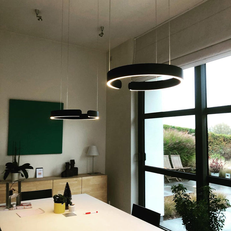 LyraHalo Pendant Light, Round Metal Design, Dimmable LED