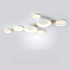 NovaLumen Metal and Wood Ceiling Light, 3 to 7 Lamps, White, Gray or Green