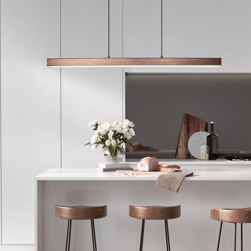 Lampa wisząca LED Nexis z liniową ramą, czarno-brązowe wykończenie