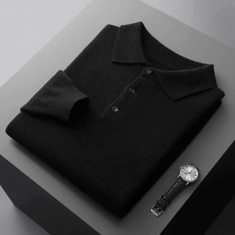 NordicLuxe langærmet poloshirt i en blanding af kashmir og merinould