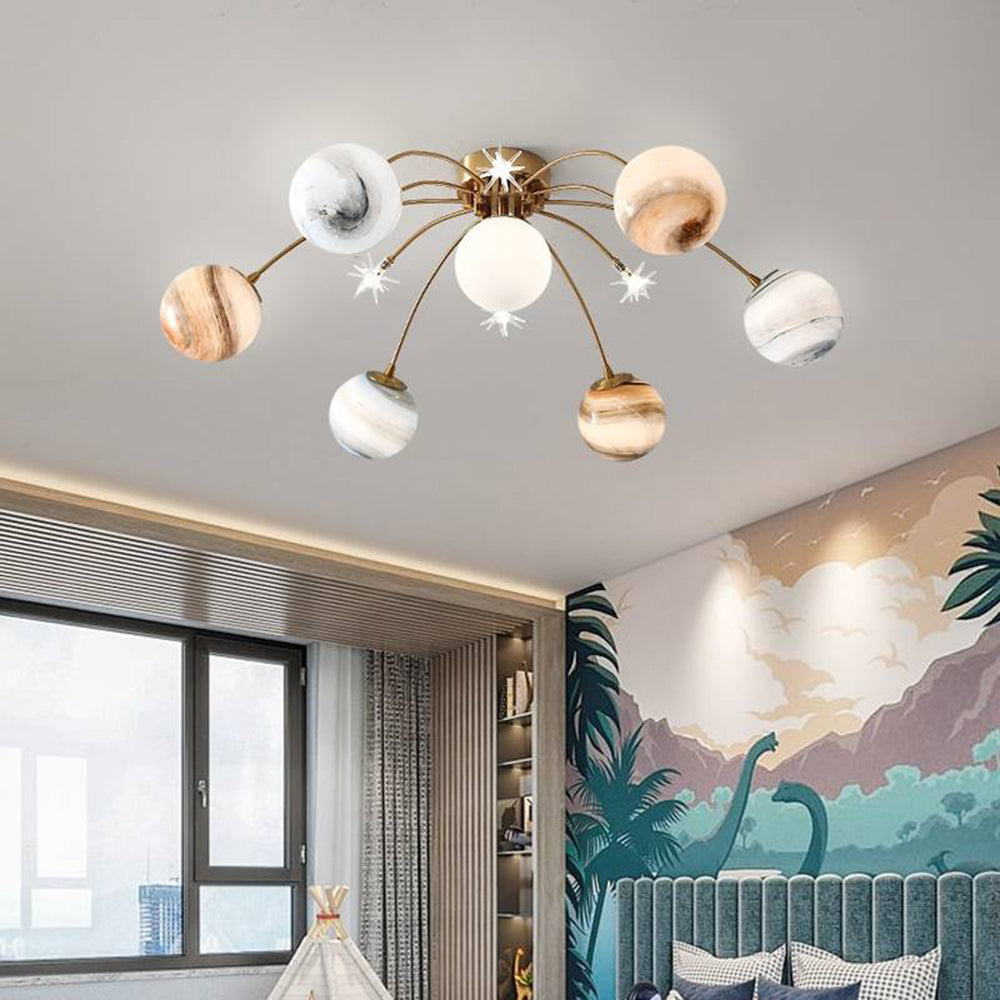 Aria Modern Planet Flush Mount Ceiling Light, Living Room | Fioriscas