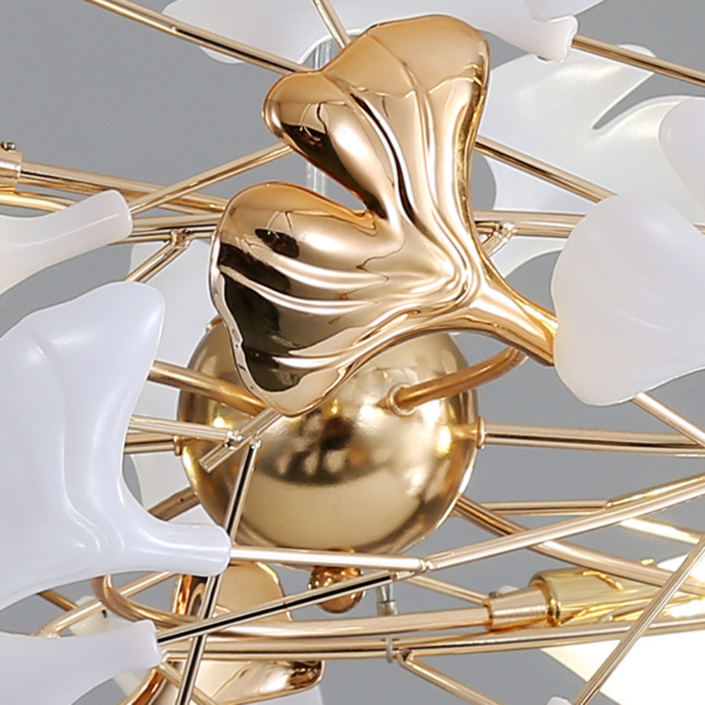 Olivia Ginkgo Leaf Modern Petal Shaped Metal Chandelier, Gold | Fioriscas