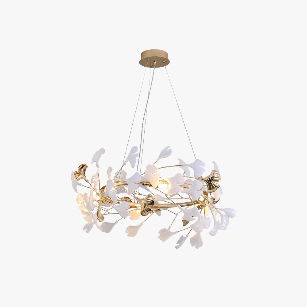 Olivia Ginkgo Leaf Modern Petal Shaped Metal Chandelier, Gold | Fioriscas