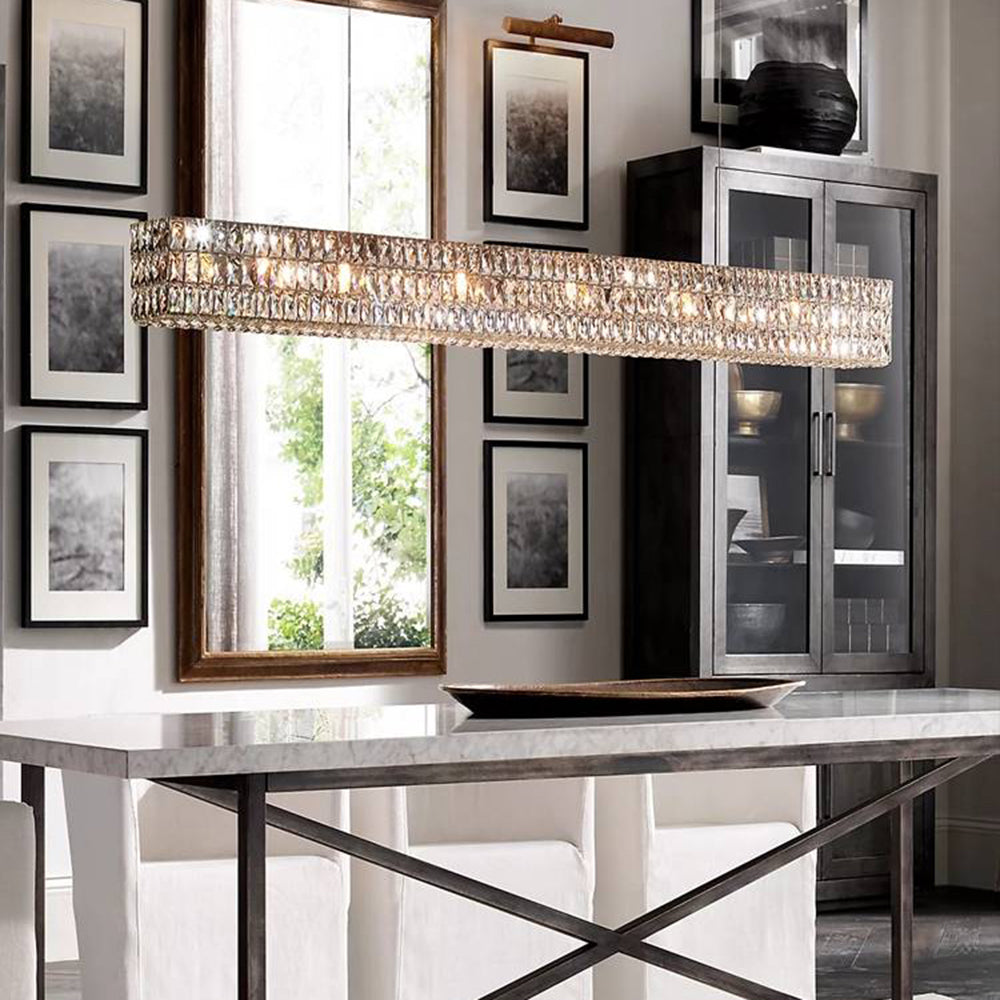 Kristy Rectangular Luxury Crystal Chandelier, 2 Colour | Fioriscas