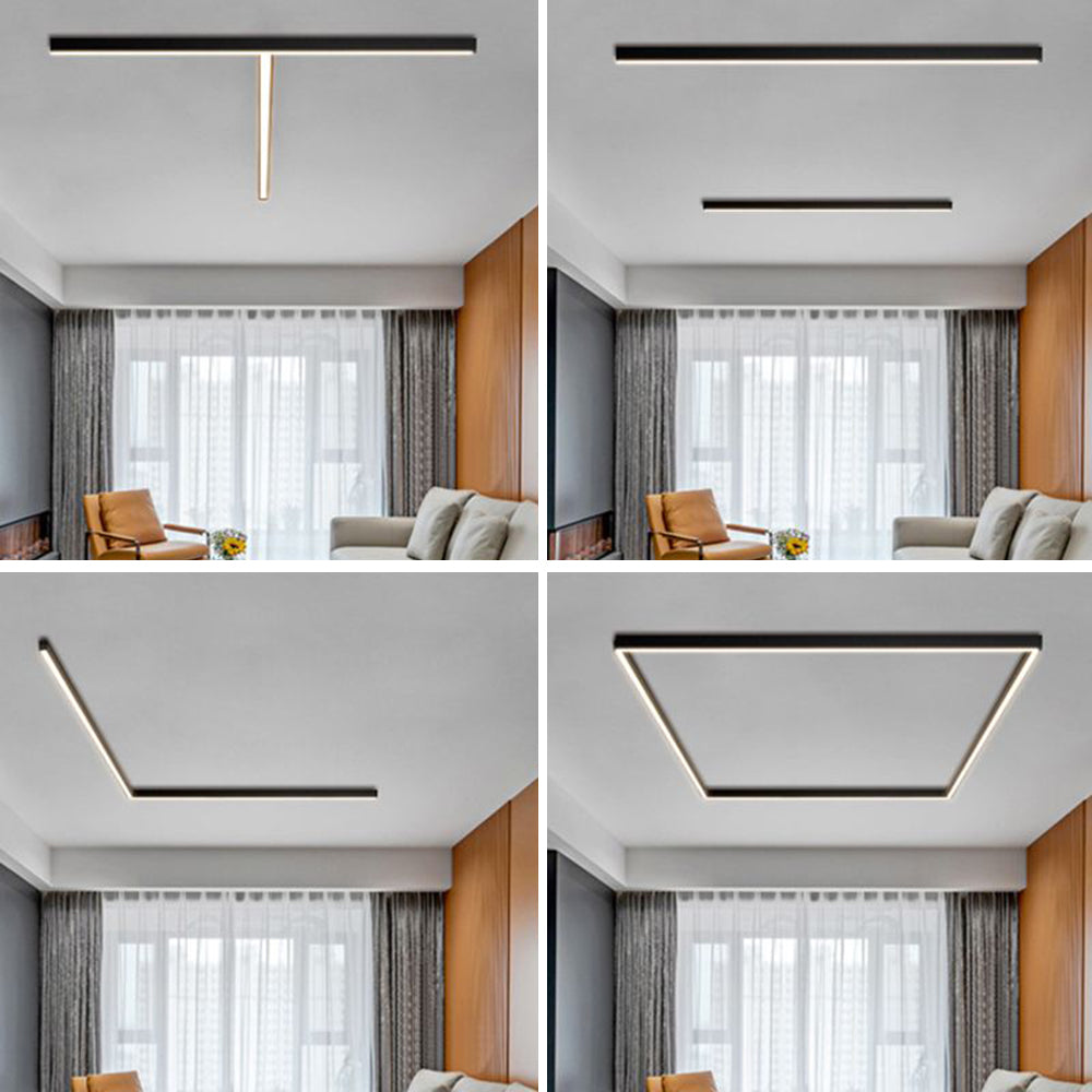 גוף תאורת תקרה ליניארי LED נוארליין, גימור שחור, 4 אורכים
