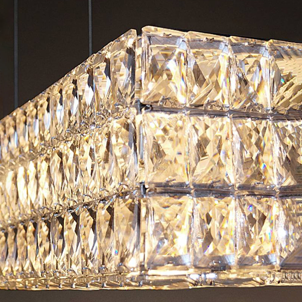 Kristy Rectangular Luxury Crystal Chandelier, 2 Colour | Fioriscas
